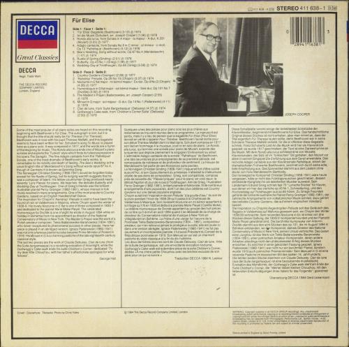 Joseph Cooper Fr Elise vinyl LP album (LP record) UK OX5LPFR856847