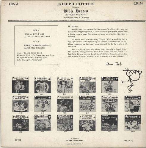 Joseph Cotten Bible Heroes In Story And Song vinyl LP album (LP record) US QSULPBI698671