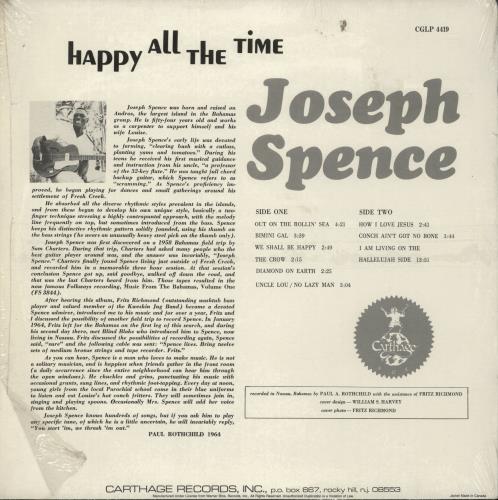 Joseph Spence Happy All The Time vinyl LP album (LP record) US J09LPHA776560
