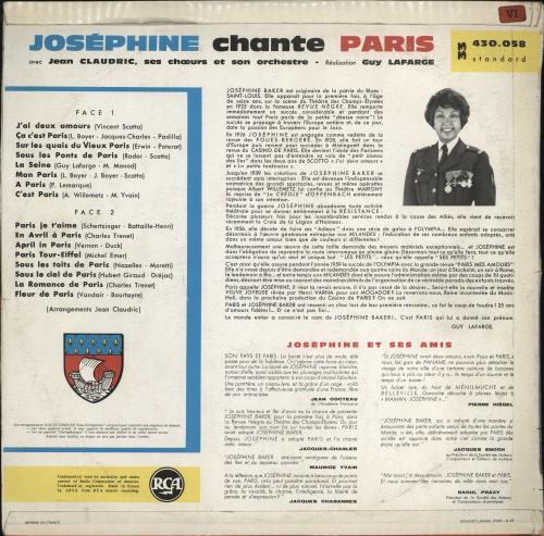 Josephine Baker Jos�phine Chante Paris vinyl LP album (LP record) French J3BLPJO776854