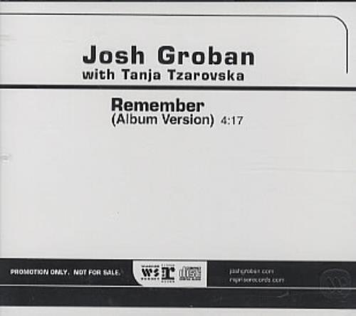 Josh Groban Remember CD single (CD5 / 5") US JHGC5RE289598