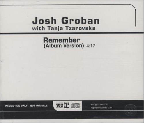 Josh Groban Remember CD single (CD5 / 5") US JHGC5RE454765