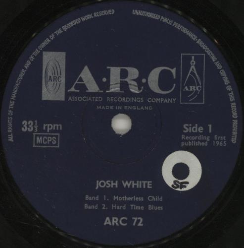 Josh White Josh White And His Guitar 7" vinyl single (7 inch record / 45) UK J/W07JO678505