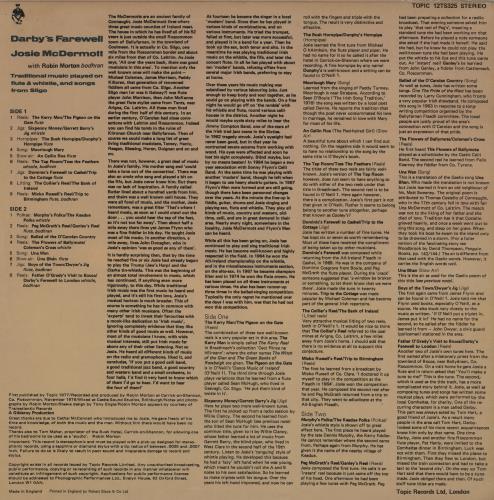 Josie McDermott Darby's Farewell vinyl LP album (LP record) UK 262LPDA762309