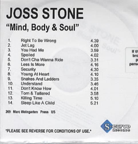 Joss Stone Mind, Body & Soul CD-R acetate US JSECRMI318062