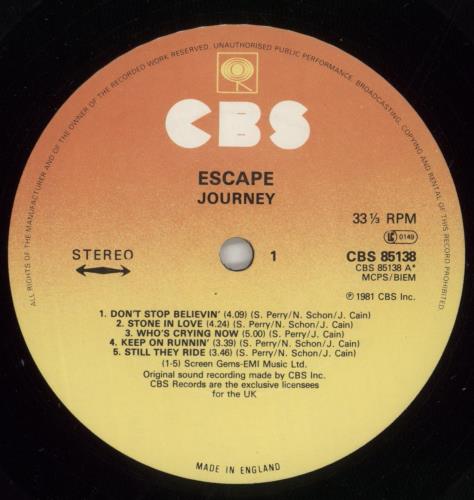Journey Escape - 1st + Insert vinyl LP album (LP record) UK JOULPES547251