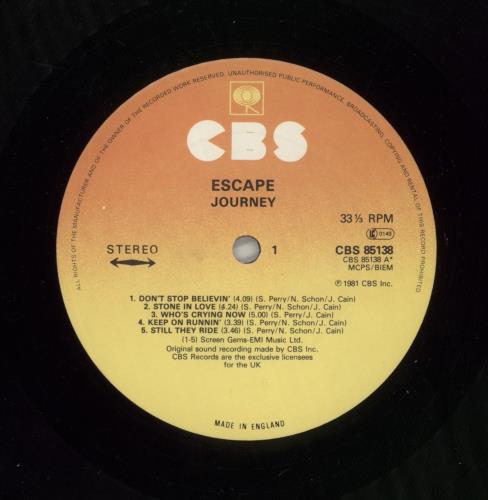 Journey Escape - Black Hype Sticker vinyl LP album (LP record) UK JOULPES868263