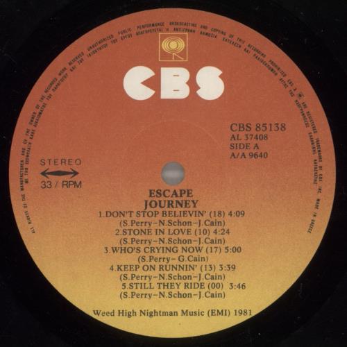 Journey Escape vinyl LP album (LP record) Greek JOULPES888574