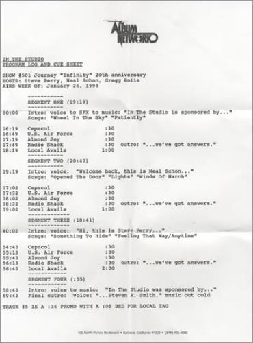 Journey In The Studio - Infinity 20th Anniversary CD album (CDLP) US JOUCDIN152257