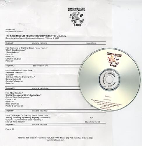 Journey King Biscuit Flower Hour CD album (CDLP) US JOUCDKI272428