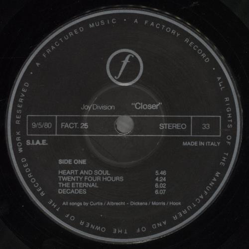 Joy Division Closer - EX vinyl LP album (LP record) Italian JOYLPCL784061