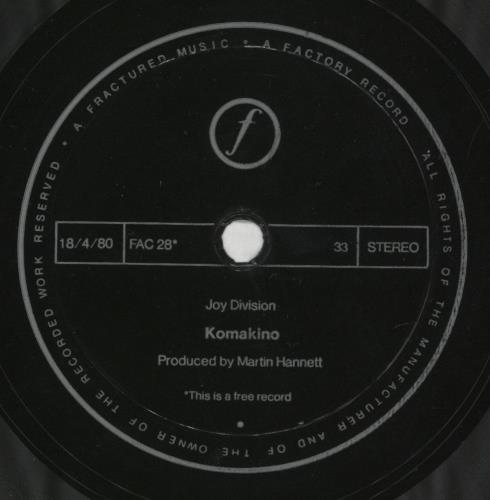 Joy Division Komakino - Flexi - EX 7" vinyl single (7 inch record / 45) UK JOY07KO769675