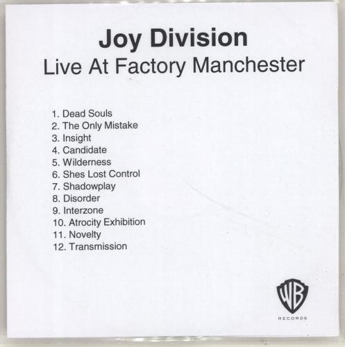 Joy Division Live At Factory Manchester CD-R acetate UK JOYCRLI692205