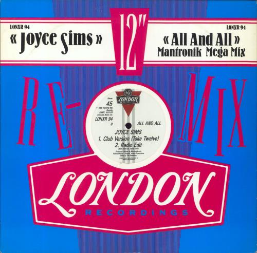 Joyce Sims All And All 12" vinyl single (12 inch record / Maxi-single) UK JYS12AL296838