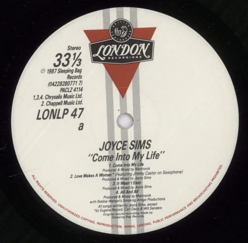 Joyce Sims Come Into My Life vinyl LP album (LP record) UK JYSLPCO893153