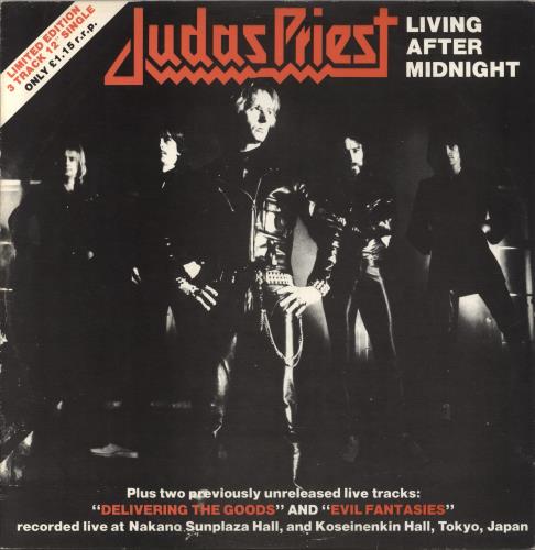 Judas Priest Living After Midnight - EX 12" vinyl single (12 inch record / Maxi-single) UK JUD12LI849570