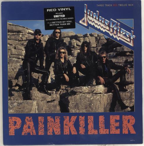 Judas Priest Painkiller - Red Vinyl + Stickered sleeve 12" vinyl single (12 inch record / Maxi-single) UK JUD12PA718131