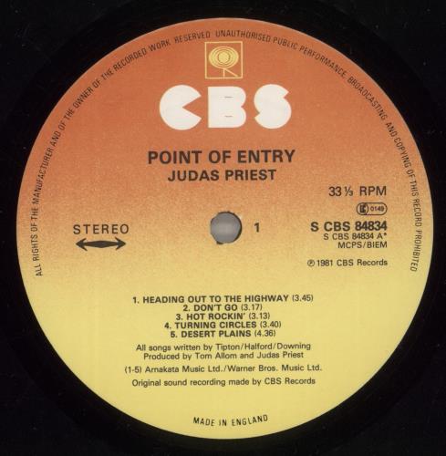 Judas Priest Point Of Entry - EX vinyl LP album (LP record) UK JUDLPPO887629