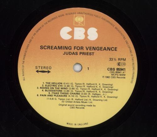 Judas Priest Screaming For Vengeance vinyl LP album (LP record) UK JUDLPSC602341