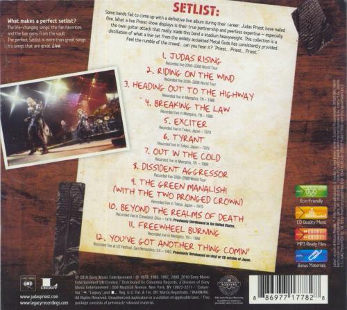 Judas Priest Setlist: The Very Best Of Judas Priest Live - Sealed CD album (CDLP) US JUDCDSE808621
