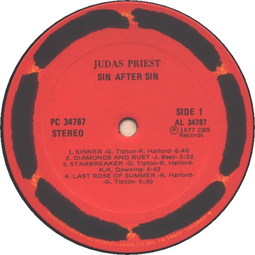 Judas Priest Sin After Sin - Export vinyl LP album (LP record) Canadian JUDLPSI603519