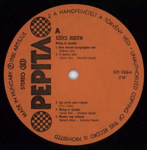 Judith Szucs Meleg Az �jszaka vinyl LP album (LP record) Hungarian 3YELPME776853