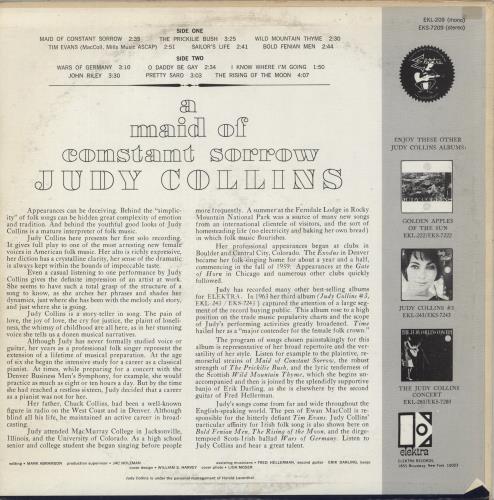 Judy Collins A Maid Of Constant Sorrow - Stereo vinyl LP album (LP record) US JUCLPAM879418