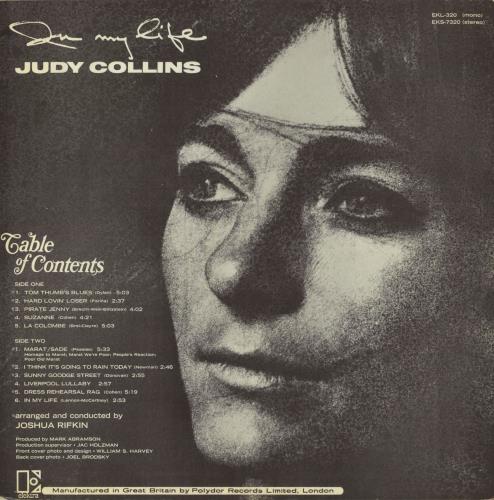 Judy Collins In My Life - mono vinyl LP album (LP record) UK JUCLPIN181875