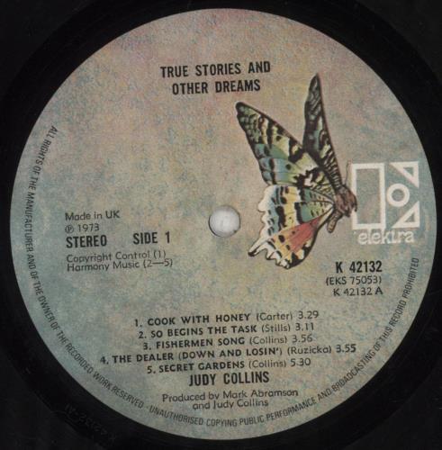 Judy Collins True Stories And Other Dreams + Inner vinyl LP album (LP record) UK JUCLPTR707588