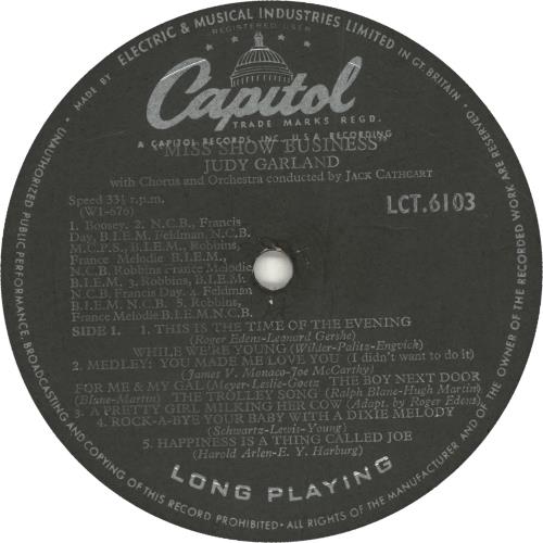 Judy Garland Miss Show Business - 1st vinyl LP album (LP record) UK JGLLPMI555586