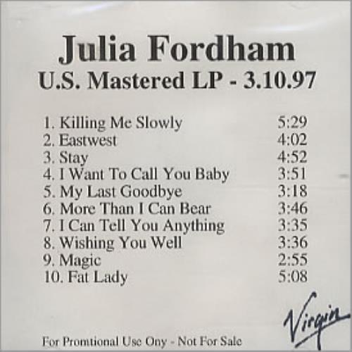 Julia Fordham East West CD-R acetate US JULCREA303790