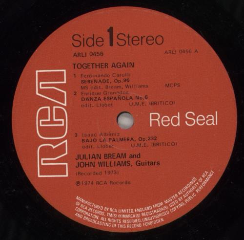 Julian Bream & John Williams Together Again - Tex vinyl LP album (LP record) UK KZLLPTO757650