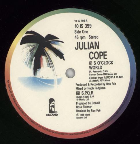 Julian Cope 5 O'Clock World 10" vinyl single (10 inch record) UK COP10OC49555