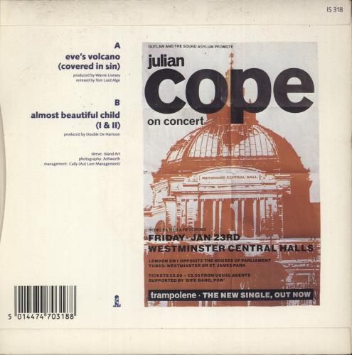 Julian Cope Eve's Volcano [Covered In Sin] 7" vinyl single (7 inch record / 45) UK COP07EV110091
