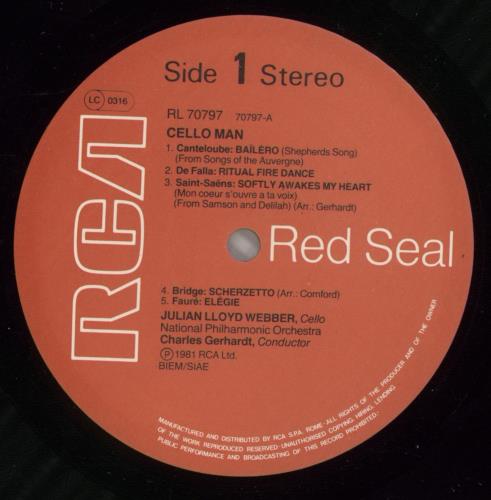 Julian Lloyd Webber Cello Man vinyl LP album (LP record) Italian JXWLPCE875262