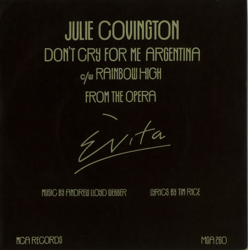 Julie Covington Don't Cry For Me Argentina - P/S 7" vinyl single (7 inch record / 45) UK JAO07DO493855
