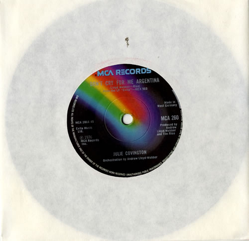 Julie Covington Don't Cry For Me Argentina - Solid 7" vinyl single (7 inch record / 45) UK JAO07DO573740