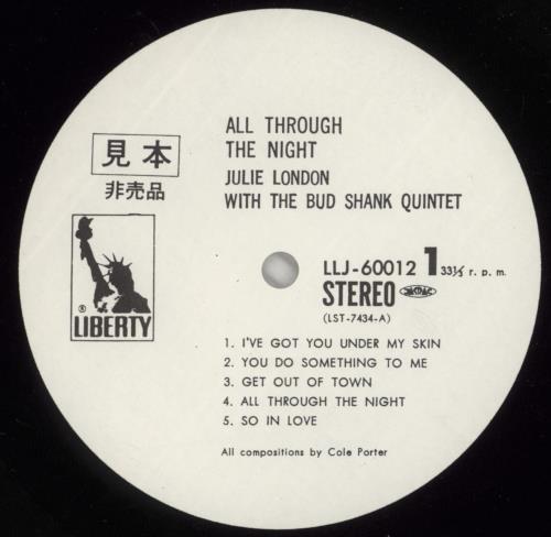 Julie London All Through The Night vinyl LP album (LP record) Japanese JLOLPAL873515