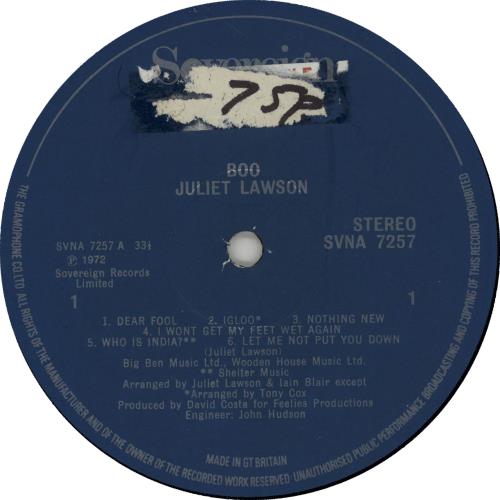 Juliet Lawson Boo vinyl LP album (LP record) UK LW4LPBO604921