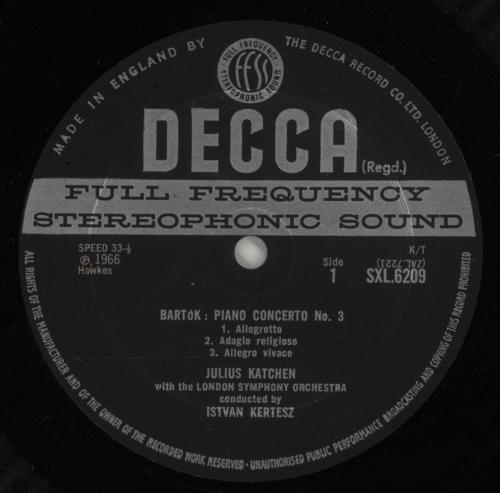 Julius Katchen Bart�k: Piano Concerto No. 3 / Ravel: Piano Concerto In G Major vinyl LP album (LP record) UK K6MLPBA872375
