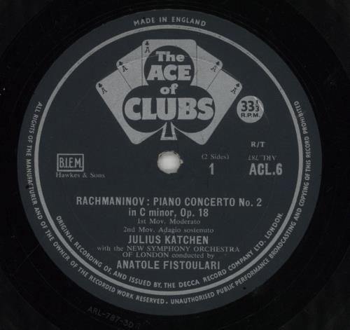 Julius Katchen Rachmaninov: Second Piano Concerto vinyl LP album (LP record) UK K6MLPRA661207