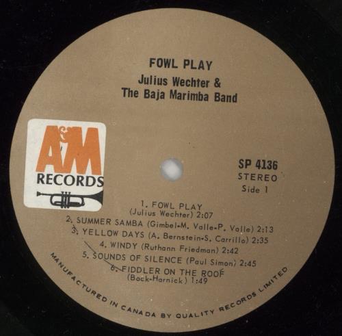 Julius Wechter Fowl Play vinyl LP album (LP record) US 9Y8LPFO869965