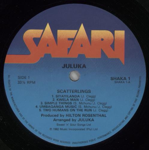 Juluka Scatterlings vinyl LP album (LP record) UK J2LLPSC694086