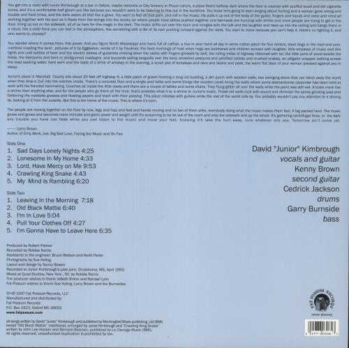 Junior Kimbrough Sad Days Lonely Nights vinyl LP album (LP record) US KU3LPSA878429