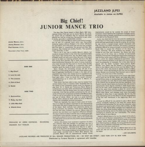 Junior Mance Big Chief! vinyl LP album (LP record) UK JM4LPBI888114
