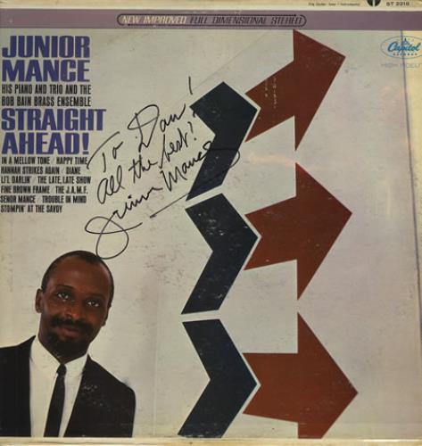 Junior Mance Straight Ahead! - Autographed vinyl LP album (LP record) US JM4LPST360949