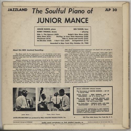 Junior Mance The Soulful Piano Of Junior Mance - Jazzland label vinyl LP album (LP record) UK JM4LPTH749996