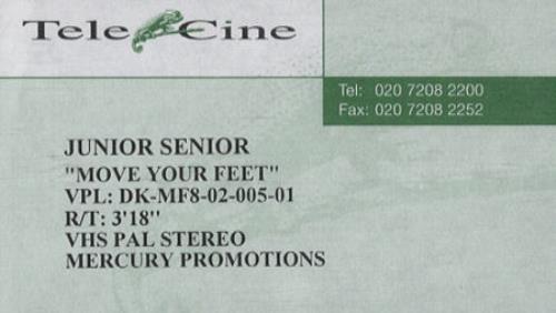 Junior Senior Move Your Feet video (VHS or PAL or NTSC) UK J/SVIMO261476