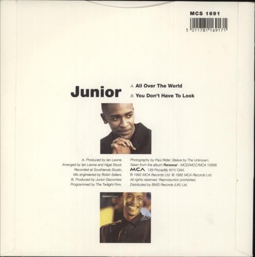 Junior All Over The World 7" vinyl single (7 inch record / 45) UK JNR07AL881799