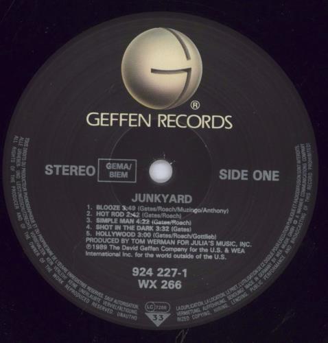 Junkyard Junkyard - VG vinyl LP album (LP record) German JN_LPJU830233